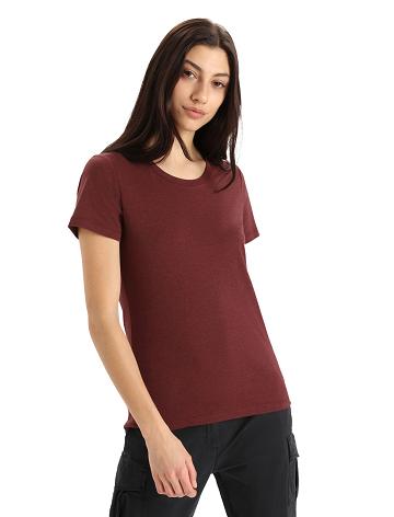 Dámské Tričko Icebreaker Merino Central Classic Krátké Sleeve Červené | CZ 1383AHKP
